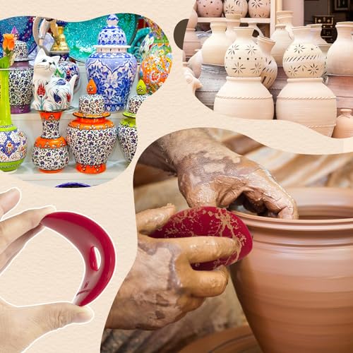 DIYOOHOMY 2 Pcs Soft Silicone Pottery Ribs for Ceramic, Mud and Clay Tools - color: red-2