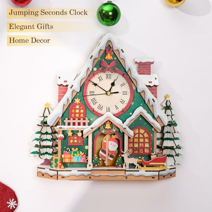 3D Puzzles for Adults Wooden Christmas Puzzle Clock Adult Crafts - color: Christmas Clock