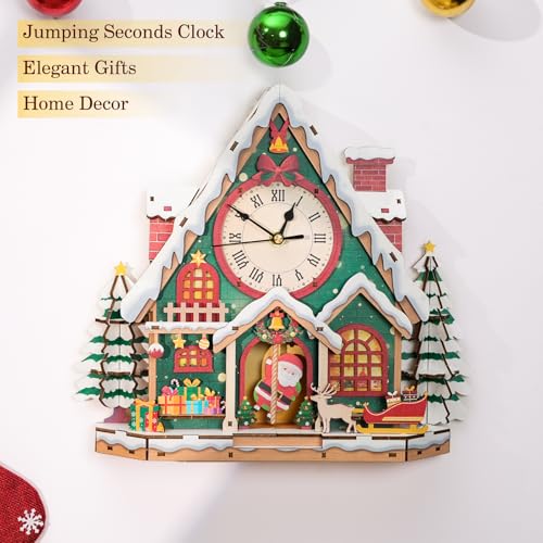 3D Puzzles for Adults Wooden Christmas Puzzle Clock Adult Crafts - color: Christmas Clock