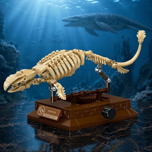 Mosasaurus Dinosaur Fossil Building Set, 191Pcs Movable Mosasaur Skeleton Model Kit with Museum Display Stand, Educational Prehistoric Marine Reptile Toy for Kids 8+, Gift for Dinosaur Enthusiasts - style: Mosasaurus