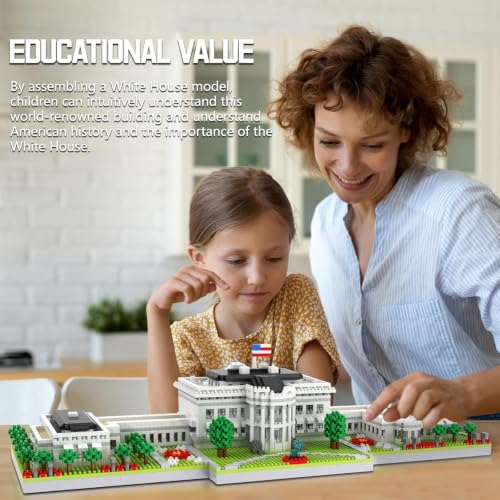 CAXIMSY White House Model Micro Mini Building Block Sets for Adults Architecture Landmark Series Kit Toy Gift for Kids 3000 Pieces - color: White House