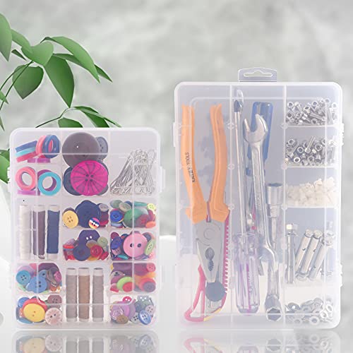 Exptolii 18 Grids Plastic Organizer Box with Dividers, Clear Compartment Container Storage for Beads Crafts Jewelry Fishing Tackles, Size 7.9 x 6.2 x 1.2 in - size: 1x 18 Grids