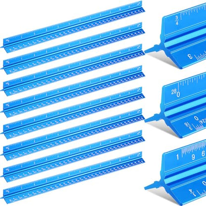 Macarrie 10 Pcs Architectural Scale Ruler 12" Engineers Scale Set, Blue - color: Blue