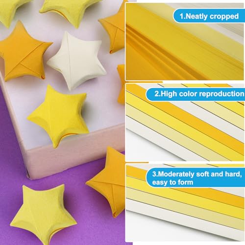 FoDau770 Solid Color Star Paper Strips - 1080 Sheet, Yellow Series - color: Solid Yellow Series