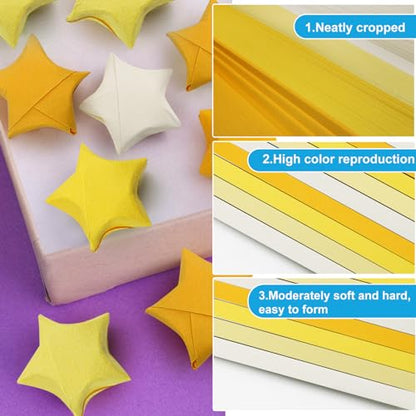 FoDau770 Solid Color Star Paper Strips - 1080 Sheet, Yellow Series - color: Solid Yellow Series
