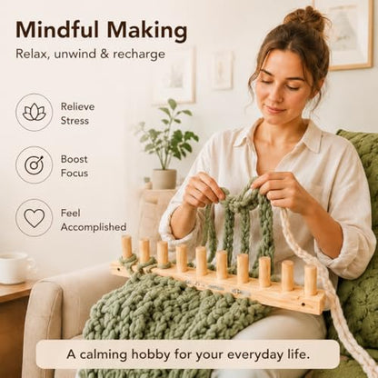 Aeelike 40" Wooden Loom Kit for Blanket Chunky Yarn,No Need Hooks Knitting - size: 40 IN