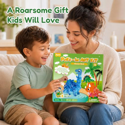 JoyCat Dinosaur Poke Art Kit for Kids, Reusable EVA Boards, Easy to Carry - color: Dinosaur World