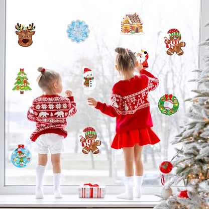 Renbuzhu 36PCS Christmas Crafts Bulk: Xmas Paper Suncatchers DIY Kit for Winter Holiday Activities Decorations, Window Stained Glass Effect Art Ornaments - style: christmas holiday