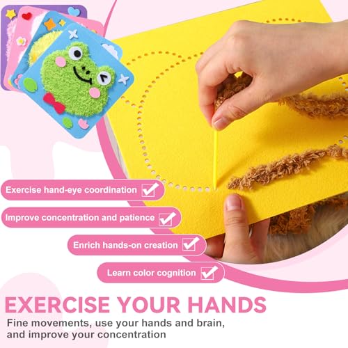 Vanttokeey DIY Embroidery Doll Set, 4pcs Cute Cartoon Animal Sewing Craft Kit Sewing Projects Yarn Board (Duckling + Piglet + Frog + Rabbit) - color: Duckling + Piglet + Frog + Rabbit