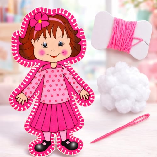 June Garden Ava Sew Your Own Doll Kit, 4-Piece Beginner Set Age 5+ - color: Ava