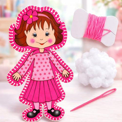 June Garden Ava Sew Your Own Doll Kit, 4-Piece Beginner Set Age 5+ - color: Ava