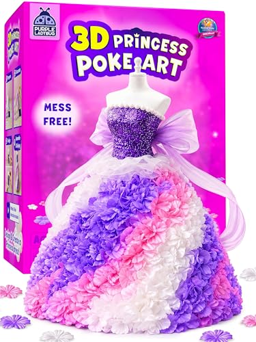 PURPLE LADYBUG Poke in Art- Crafts for Kids Ages 4-8, Mess-Free Princess Gifts for Girls, Screen-Free Arts and Crafts Princess Poke Art Toys for Girls, Poke Art for Kids Ages 8-12, Girl Activities - color: Princess Dress Poke in Art