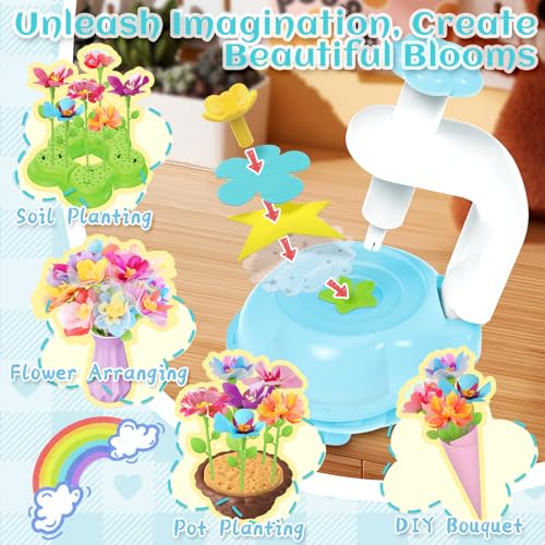 Kufanda Arts and Crafts for Kids 4-6, Toddler & Creative Fabric Flower Bouquets Toys for 4-8 Year Old Kids, for Granddaughters & Craft Lovers, Educational Fun DIY Activity Set - color: Blue