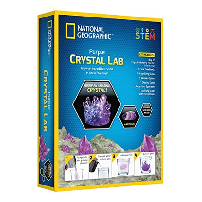 NATIONAL GEOGRAPHIC Purple Crystal Growing Lab - DIY Crystal Creation - Includes Real Amethyst Crystal Specimen - color: Purple