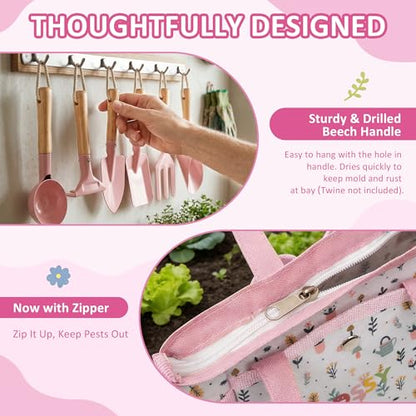 Cossy 13 PCS Kids Gardening Set,Garden Tool Kit for Kids and Toddlers - color: Pink