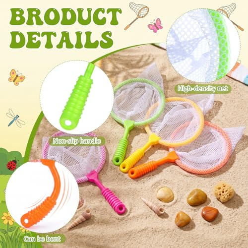 Halloscume 40 Pcs Butterfly Bug Net for Kid Collecting Insect, Fishing Net with Anti Slip Grip, Outdoor Tools for Catching Bugs Fish, Spring Outing Supplies for Kids Nature Exploration