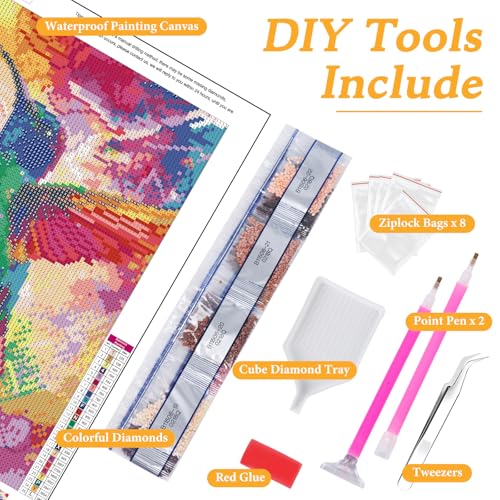 Diamond Art Kits for Adults & Beginners, Hummingbird Diamond Painting Kit - color: HMDPUS-26101