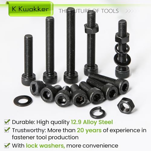 680PCS M5 Nuts and Bolts Assortment Kit 6mm-40mm, 11 Length Hex Socket Head Cap Machine Screws 12.9 Alloy Steel M5 Screw Assortment, Bolts and Nuts Kit Black 6/8/10/12/14/16/20/25/30/35/40MM - size: D. M5