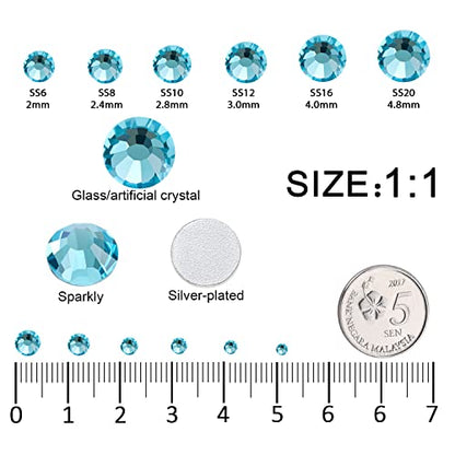3792pcs Aquamarine Flatback Rhinestones for Bedazzling - color: Aquamarine