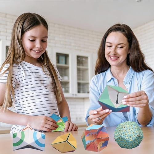 STEM Educational 3D Paper Folding Math Puzzles Set - Flipping Regular Dodecahedron,Soccer - color: Green