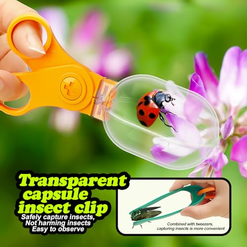 Camping Toys for Kids, Outdoor Observation Box Set, 10-Piece Nature Exploration Kit with Bug Container, Magnifier, Foldable Telescope, Bug Net, Safety Goggles, Ages 3-6 Birthday