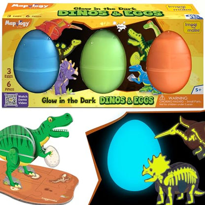 Imagimake Mapology Glow-in-the-Dark Dinosaur Egg 3D Puzzle for Kids Ages 5+