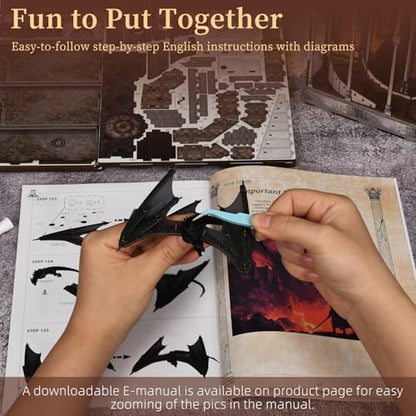MiniCity Ember Castle DIY Book Nook Kit, Miniature House Puzzle with LED - color: Ember Castle