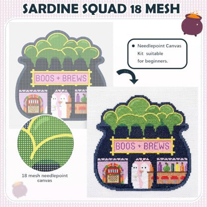 XunYee 43 Pcs Halloween Boos and Brews Needlepoint Kit for Beginners Adults - style: Halloween Boos and Brews