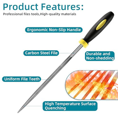 5 pcs Metal Needle File Set,Premium Small File Set, Hardened Alloy Strength Steel File Tools Includes Round, Half-Round, Flat, Square, Triangular File for Detail and Precise Work,by XEKIGU