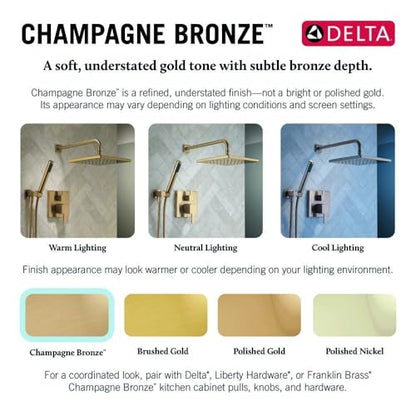 Delta Faucet Saylor 17 Series Gold Shower Valve Trim Kit with H2Okinetic Shower Head, Delta Shower System, Shower Faucet Set, Shower Head and Handle, Champagne Bronze T17235-CZ (Valve Not Included) - color: Champagne Bronze
