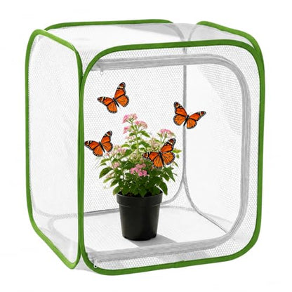 Insect & Butterfly Habitat Cage, Portable Pop-Up Terrarium with Mesh Sides, Bug Catching & Observation Enclosure for Caterpillars, Small Insects, Outdoor & Classroom Use, 12.0 Inches Tall