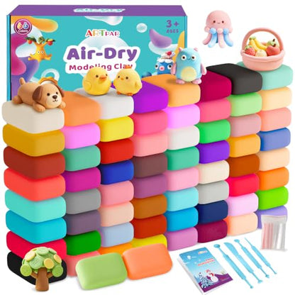 ARTPAR Air Dry Clay 66 Colors,Modeling Clay for Kids,DIY Molding Magic Clay - color: 66 Colors