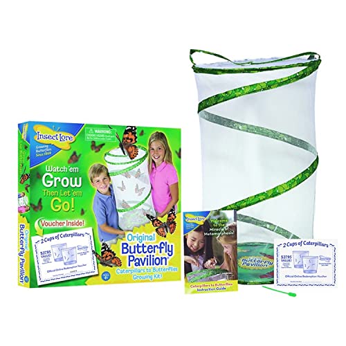 Insect Lore Butterfly Garden | Pavilion 24" with Voucher | 2ft Tall Habitat & STEM Journal | Redeem Voucher for 5 Live Baby Caterpillars | Painted Lady Butterfly Growing Kit