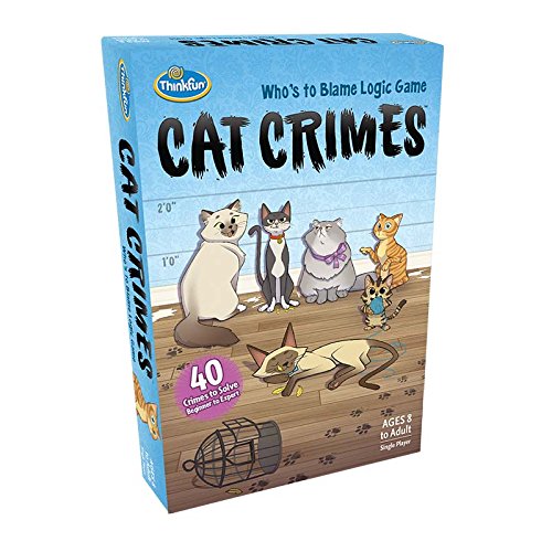 Think Fun Cat Crimes Brain Game and Brainteaser for Boys and Girls Age 8 and Up - A Smart Game with a Fun Theme and Hilarious Artwork, (1550)