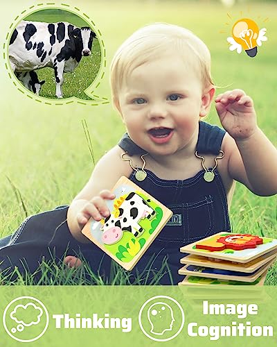 Benresive Wooden Toddler Puzzles, Montessori Toddler Toys for 1 2 Year Old - style: 6 PCS