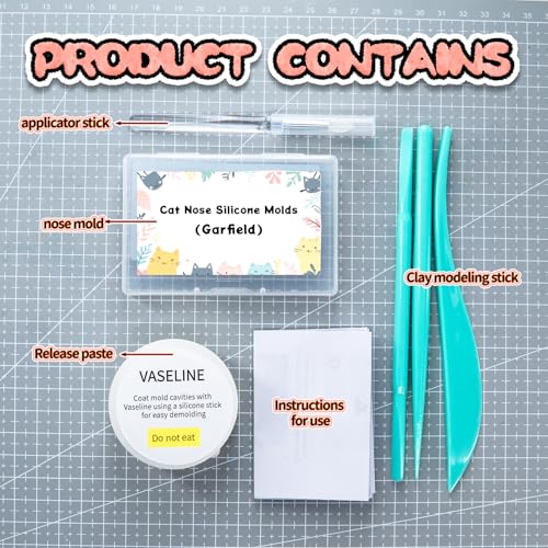 Nuvretk 8 Cute Silicone Molds for Needle Felting - Cat Nose Shapes for Stuffed Animals, DIY Crafts, and Accessories (Garfield) - size: CAT-Garfield