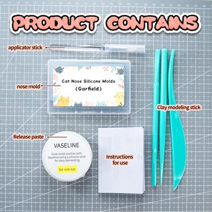 Nuvretk 8 Cute Silicone Molds for Needle Felting - Cat Nose Shapes for Stuffed Animals, DIY Crafts, and Accessories (Garfield) - size: CAT-Garfield