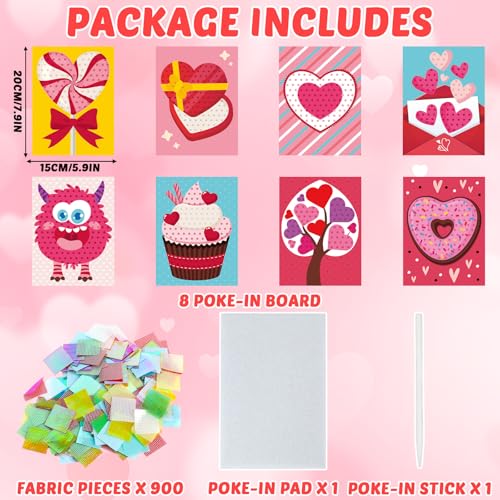 Lonfliness 8 Pcs Valentine Poke in Craft Kits for Kids Mess Free DIY Art - style: Valentines
