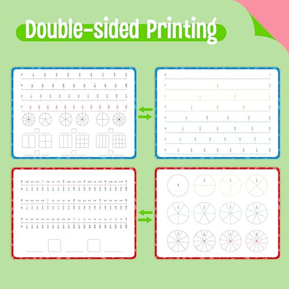 8 Packs Fraction Manipulative Whiteboards, Double-Sided Dry-Erase Number Line Bars, Writable and Erasable Math Learning White Board for Kids, 4th-8th Grade Students, Classroom, Home (12” x 9”) - color: Fraction Manipulative Whiteboards