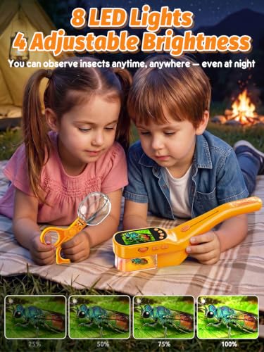Acoath Microscope for Kids, Bug Catcher, 2.4" IPS Screen Bug Catching Kit - color: Orange