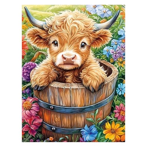 AUKELHJ Cow Diamond Art Kits for Adults, Diamond Painting, 12x16 Inch - color: 07-Cow, size: 12X16 inch