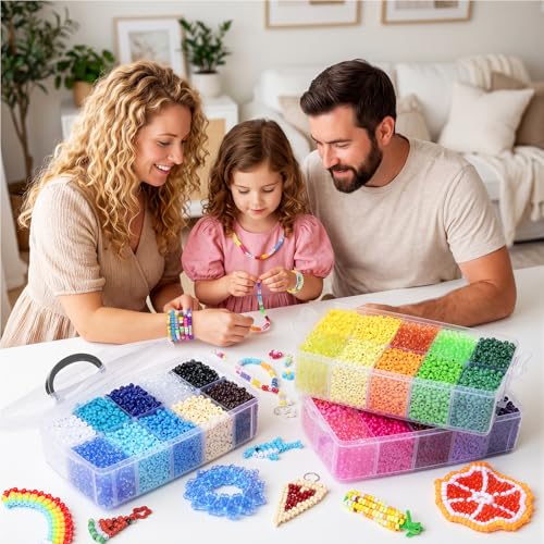 Simetufy 14000Pcs Pony Beads Bulk, 30 Colors 6x9 Kandi Beads for Bracelet - color: 30 Colors - 14000 Pcs
