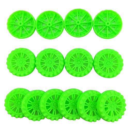 EUDAX 30mmx8mm Plastic Roll 2mm Dia Shaft Toys Wheel and 2mmx100mm STEM Shaft Round Rod Axles for DIY Toy RC Car Truck Boat Helicopter Model Part (Green, 100pcs) - color: Green, size: 100pcs