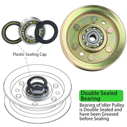 2 Pack 131494 Idler Pulley for Craftsman 42" LT1000 LT2000 Decks - color: A15 2x532173437