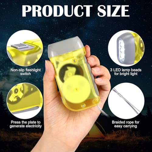 Treela 36 Hand Crank Flashlights,Red, Blue, Purple, Orange, Yellow, Green - color: Red, Blue, Purple, Orange, Yellow, Green