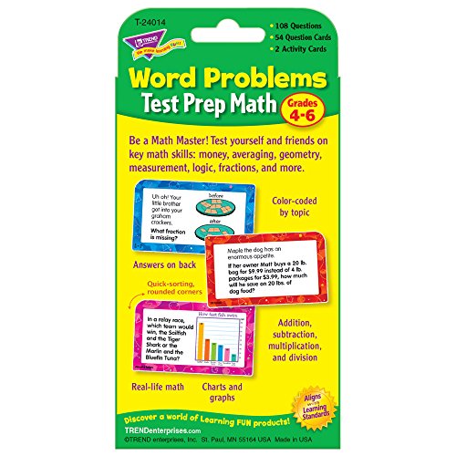 Trend Enterprises Word Problems Test Prep Math Grades 4-6 Challenge Cards