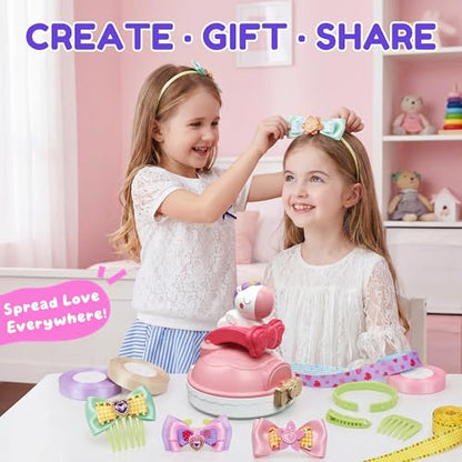 Kiditos DIY Ribbon Bow Maker Kit for Girls Ages 5+, Hair Accessory Set