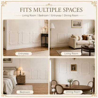 Sintuff 3 Set Pre Cut Wall Molding Kit 15x20'', 12 Panels 12 Flower Corners