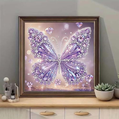 5D Diamond Painting Kits for Adults,Purple Butterfly Diamond Art Kits - color: SH128