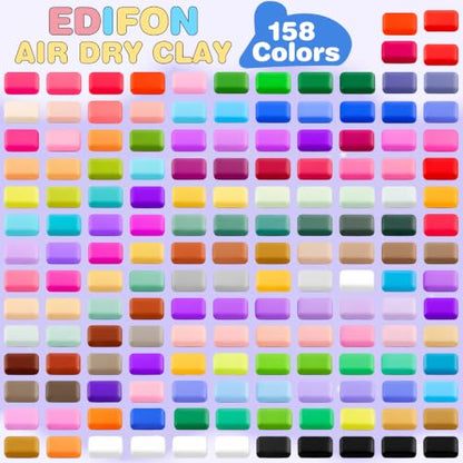 EDIFON Air Dry Clay,158-Color Foam Magic Modeling Clay for Kids DIY Crafts - color: 158 colors